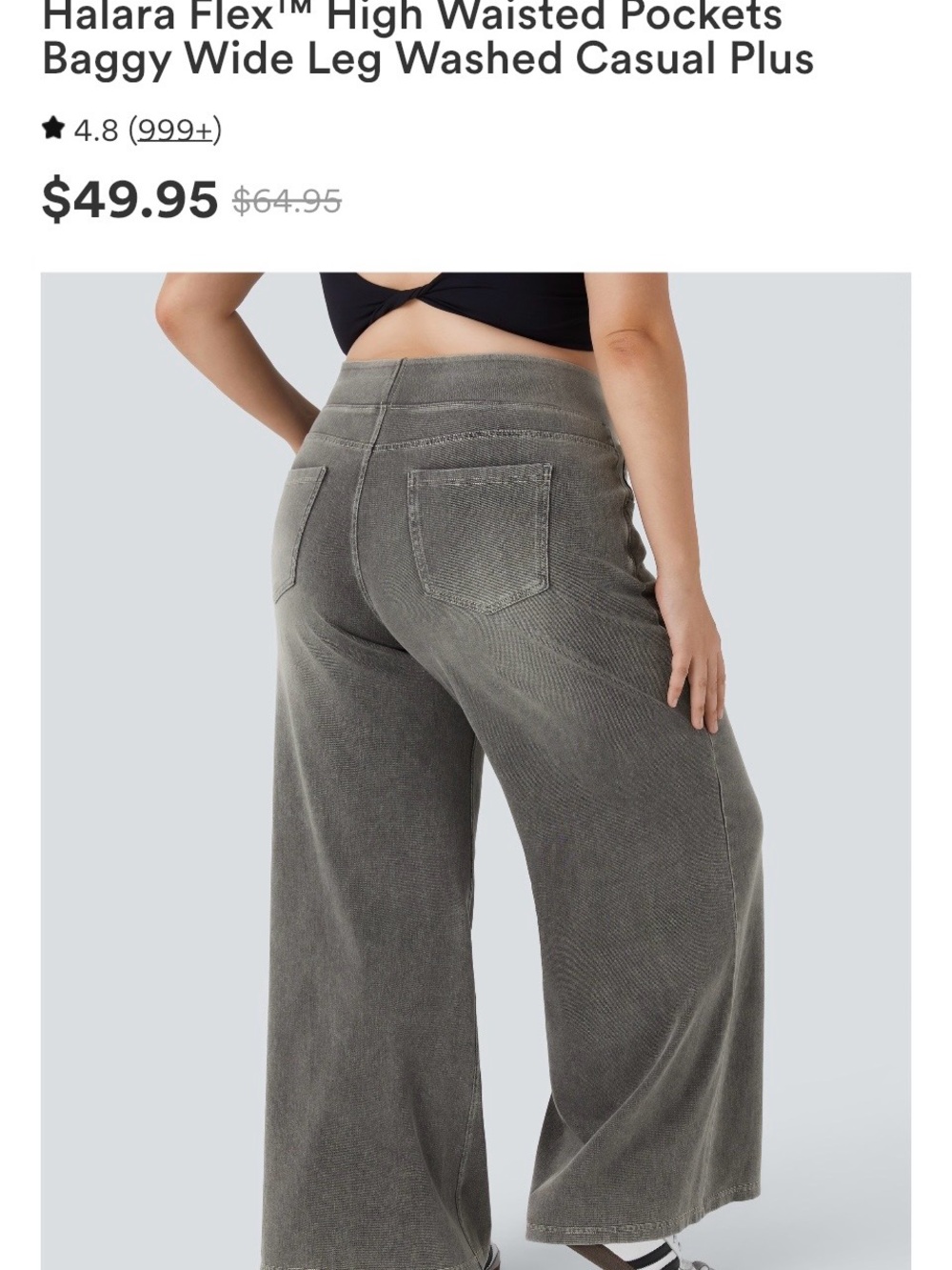 HALARA Washed Wide Leg Jeans in Black/Gray - Picture 2 of 11